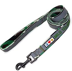 Pawtitas Personalized Padded Reflective Dog Leash, Camouflage Green, Medium/Large: 6-ft long, 1-in wide