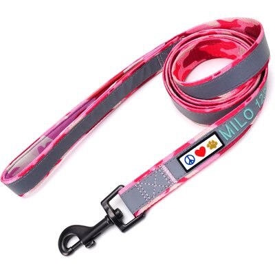 Pawtitas Pawtitas Personalized Padded Reflective Dog Leash, Camouflage Pink, Extra Small/Small: 6-ft long, 5/8-in wide