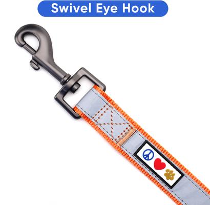 Show full view: Pawtitas Personalized Padded Reflective Dog Leash, Orange, Medium/Large: 6-ft long, 1-in wide slide 8 of 10