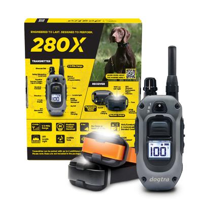 Show full view: Dogtra 280X 2/Dog 1/2 Mile IPX9K Waterproof Vibration & Tone Remote Dog Training Collar, 8 to 10-in neck, Black slide 3 of 10