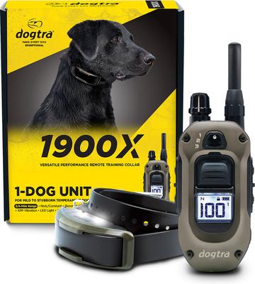 Show full view: Dogtra 1900X 4000-ft IPX9K Waterproof Vibration & Tone Remote Dog Training Collar, 13 to 20-in neck, Black slide 2 of 10