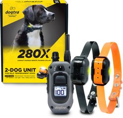 Dogtra 280X 2/Dog 1/2 Mile IPX9K Waterproof Vibration & Tone Remote Dog Training Collar, 8 to 10-in neck, Black