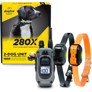 Dogtra 280X 2/Dog 1/2 Mile IPX9K Waterproof Vibration & Tone Remote Dog Training Collar, 8 to 10-in neck, Black