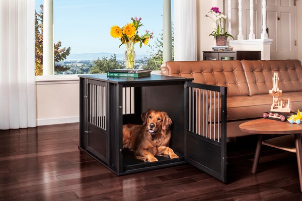 Show full view: New Age Pet ECOFLEX FlexiDoor Double Door Furniture Style Dog Crate, Black, Large: 38.3 inch slide 2 of 11