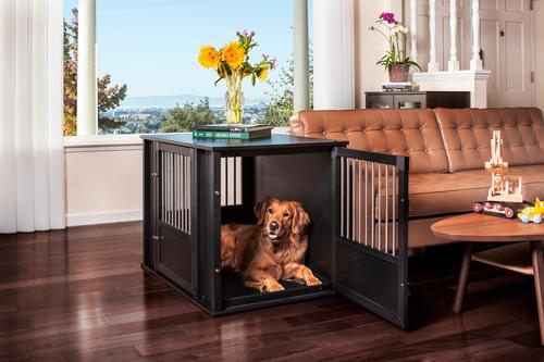 Show full view: New Age Pet ECOFLEX FlexiDoor Double Door Furniture Style Dog Crate, Black, Large: 38.3 inch slide 2 of 12