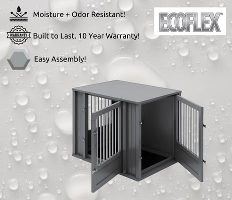 Show full view: New Age Pet ECOFLEX FlexiDoor Double Door Furniture Style Dog Crate, Black, Medium: 32 inch slide 8 of 13