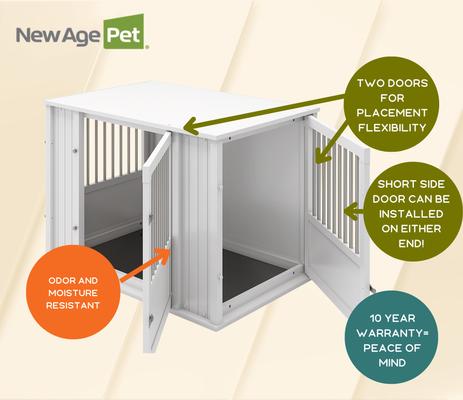 Show full view: New Age Pet ECOFLEX FlexiDoor Double Door Furniture Style Dog Crate, Antique White, Medium: 32 inch slide 9 of 12