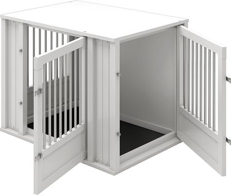 Show full view: New Age Pet ECOFLEX FlexiDoor Double Door Furniture Style Dog Crate, Antique White, Medium: 32 inch slide 6 of 12