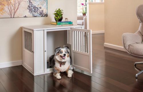 Show full view: New Age Pet ECOFLEX FlexiDoor Double Door Furniture Style Dog Crate, Antique White, Medium: 32 inch slide 2 of 12