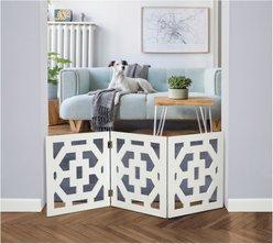 Etna Art Deco 3 Panel Adjustable Wooden Dog Gate, White, 48 x 19-in slide 1 of 3