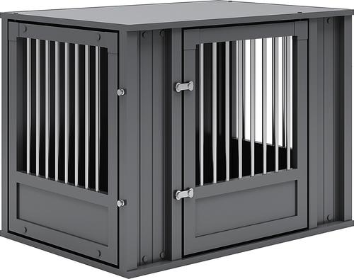 Show full view: New Age Pet ECOFLEX FlexiDoor Double Door Furniture Style Dog Crate, Black, Medium: 32 inch slide 7 of 13
