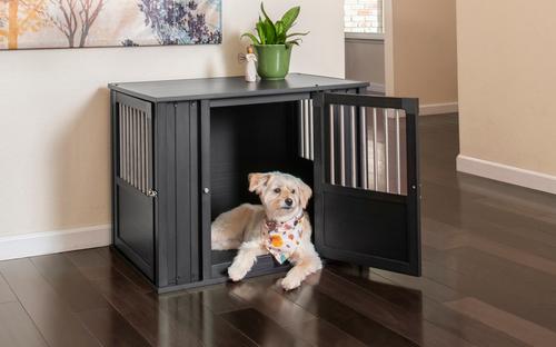 Show full view: New Age Pet ECOFLEX FlexiDoor Double Door Furniture Style Dog Crate, Black, Medium: 32 inch slide 3 of 13