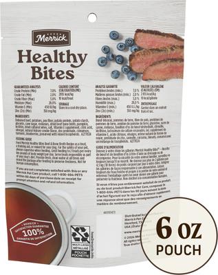 Show full view: Merrick Healthy Bites Beef & Bone Broth Grain-Free Soft & Chewy Dog Treats, 6-oz pouch slide 3 of 12