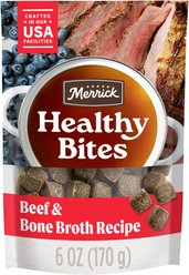 Merrick Healthy Bites Beef & Bone Broth Grain-Free Soft & Chewy Dog Treats, 6-oz pouch