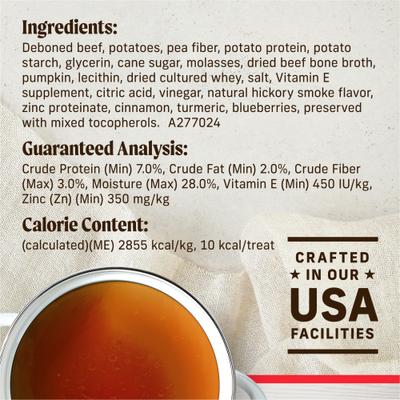 Show full view: Merrick Healthy Bites Beef & Bone Broth Grain-Free Soft & Chewy Dog Treats, 6-oz pouch slide 7 of 12