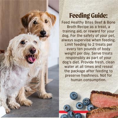 Show full view: Merrick Healthy Bites Beef & Bone Broth Grain-Free Soft & Chewy Dog Treats, 6-oz pouch slide 10 of 12