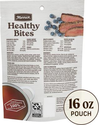 Show full view: Merrick Healthy Bites Beef & Bone Broth Grain-Free Soft & Chewy Dog Treats, 16-oz pouch slide 3 of 12
