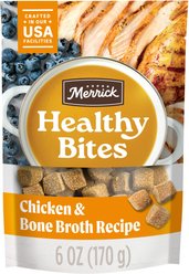 Merrick Healthy Bites Chicken & Bone Broth Grain-Free Soft & Chewy Dog Treats, 6-oz pouch