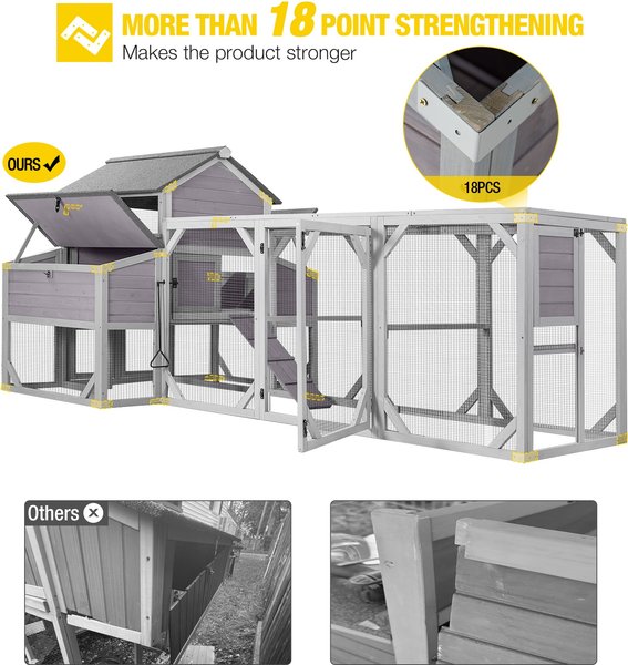 Aivituvin AIR46-M Chicken Coop with Run, 8 to 10 Chicken Capacity, 118-in