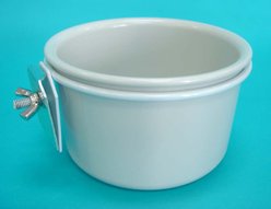 YML EasyClip Bird Bowl with Clamp & Holder, White, 5-in