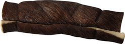 QT Dog Water Buffalo Cheek Roll with Hair Dog Chew, 6-inch