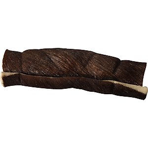 QT Dog Water Buffalo Cheek Roll with Hair Dog Chew, 6-inch