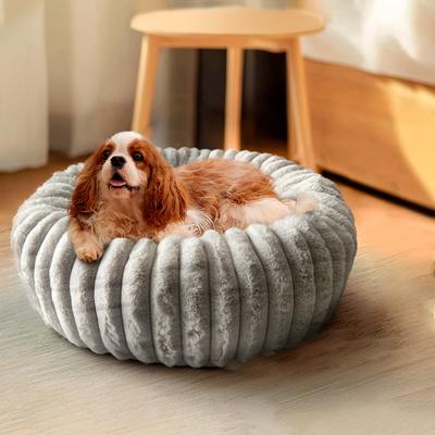 Show full view: Elle Round Wide Wale Cuddler Dog & Cat Bed, Gray slide 4 of 8