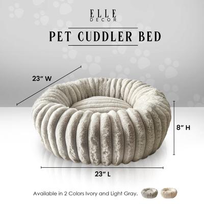 Show full view: Elle Round Wide Wale Cuddler Dog & Cat Bed, Gray slide 7 of 8