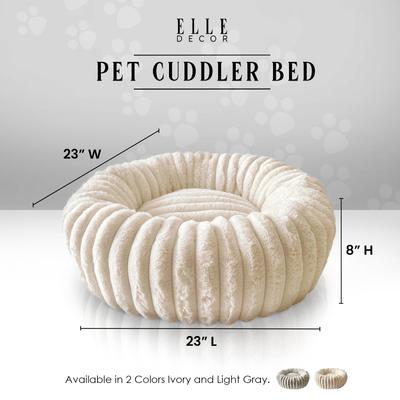 Show full view: Elle Round Wide Wale Cuddler Dog & Cat Bed, Ivory slide 7 of 8