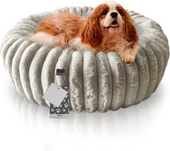 Elle Round Wide Wale Cuddler Dog & Cat Bed, Gray