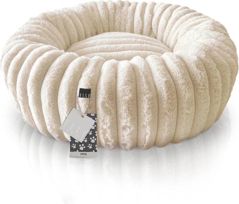 Show full view: Elle Round Wide Wale Cuddler Dog & Cat Bed, Ivory slide 3 of 8