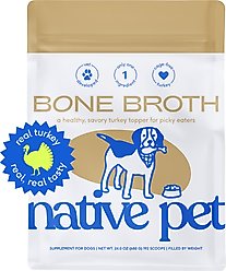 Native Pet Organic Turkey Bone Broth Powder Grain-Free Dog Food Topper, 24-oz