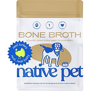 Native Pet Organic Turkey Bone Broth Powder Grain-Free Dog Food Topper, 24-oz