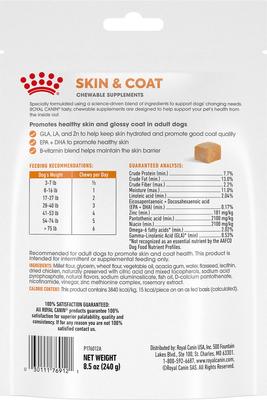 Show full view: Royal Canin Skin & Coat Support Soft Chews Supplement for Adult Dogs, 60 count slide 3 of 12