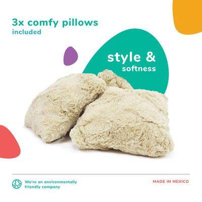 Show full view: Keet Mini Plush Sofa & Accent Pillows Furniture Style Cat Bed, Navy slide 6 of 8