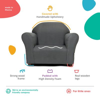 Show full view: Keet Personalized Mini Plush Chair & Accent Pillow Furniture Style Cat Bed, Charcoal slide 6 of 9