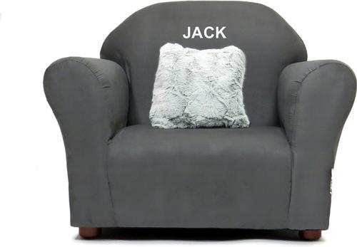 Show full view: Keet Personalized Mini Plush Chair & Accent Pillow Furniture Style Cat Bed, Charcoal slide 4 of 9