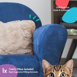 Keet Personalized Mini Plush Chair & Accent Pillow Furniture Style Cat Bed, Navy slide 2 of 8