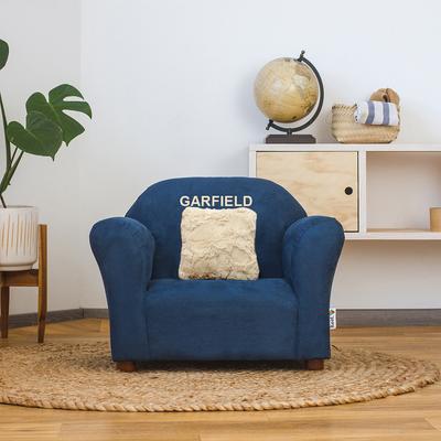 Show full view: Keet Personalized Mini Plush Chair & Accent Pillow Furniture Style Cat Bed, Navy slide 3 of 10
