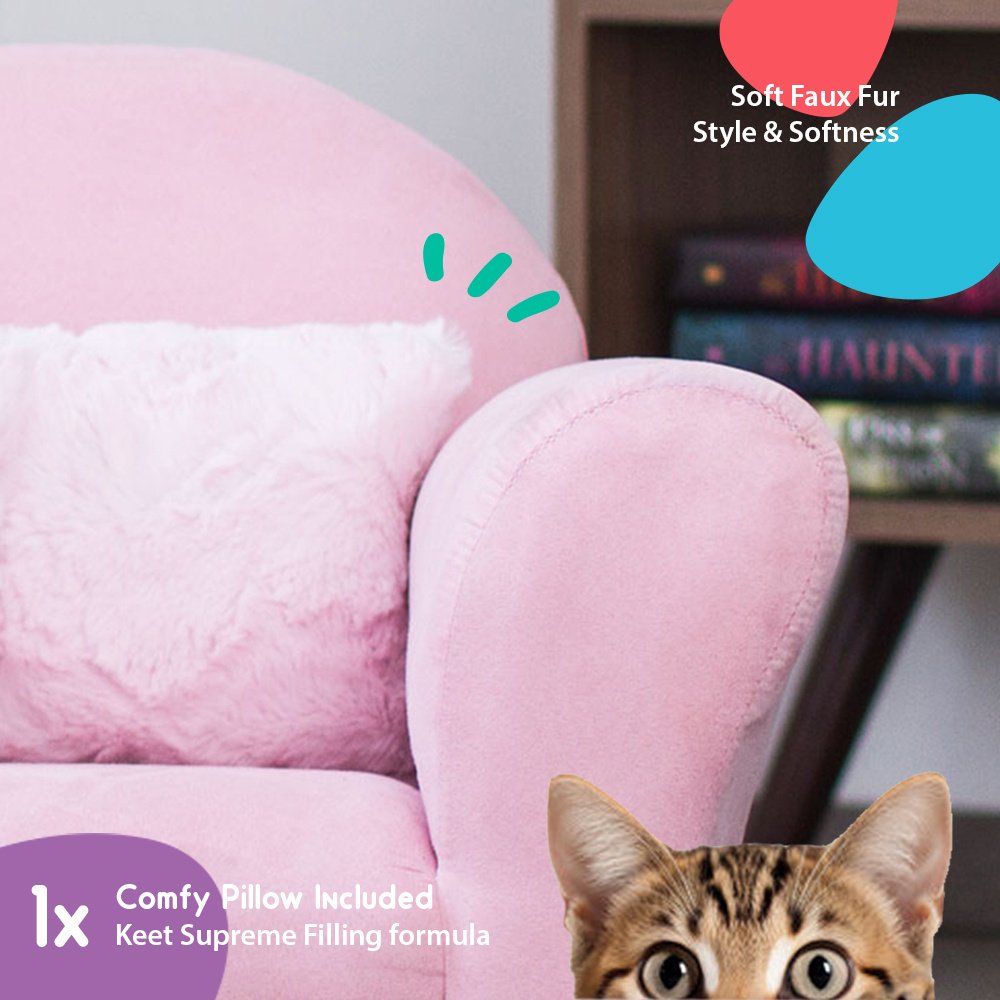 Keet Mini Plush Sofa & Accent Pillows Furniture Style Cat Bed