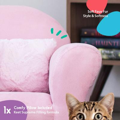 Show full view: Keet Personalized Mini Plush Chair & Accent Pillow Furniture Style Cat Bed, Pink slide 6 of 8