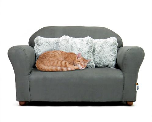 Show full view: Keet Mini Plush Sofa & Accent Pillows Furniture Style Cat Bed, Charcoal slide 3 of 10