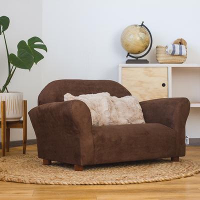 Show full view: Keet Mini Plush Sofa & Accent Pillows Furniture Style Cat Bed, Brown slide 2 of 9