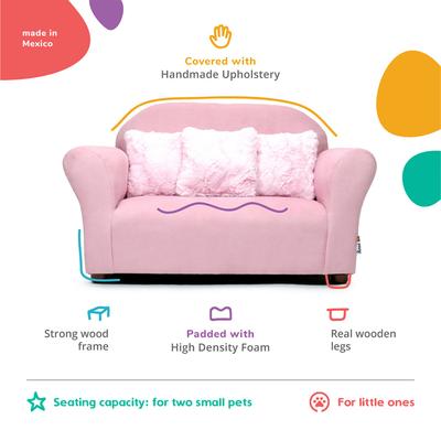 Show full view: Keet Personalized Mini Plush Sofa & Accent Pillows Furniture Style Cat Bed, Pink slide 6 of 9
