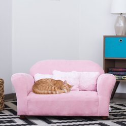 Keet Mini Plush Sofa & Accent Pillows Furniture Style Cat Bed, Pink