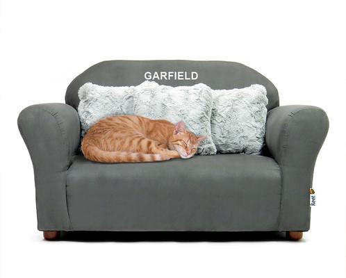 Show full view: Keet Personalized Mini Plush Sofa & Accent Pillows Furniture Style Cat Bed, Charcoal slide 3 of 9