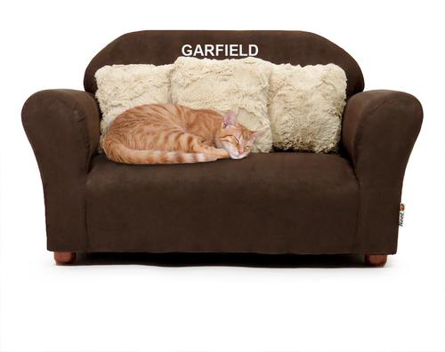 Show full view: Keet Personalized Mini Plush Sofa & Accent Pillows Furniture Style Cat Bed, Brown slide 3 of 9