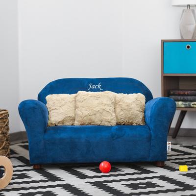 Show full view: Keet Personalized Mini Plush Sofa & Accent Pillows Furniture Style Cat Bed, Navy slide 2 of 8