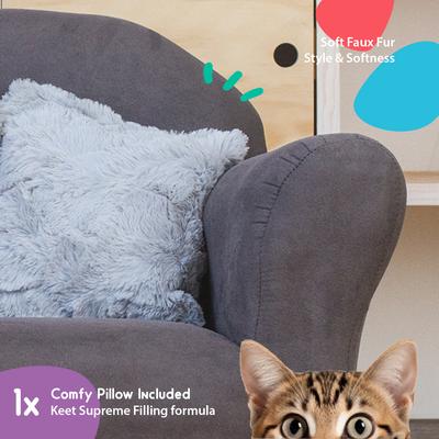 Show full view: Keet Personalized Mini Plush Chair & Accent Pillow Furniture Style Cat Bed, Charcoal slide 7 of 9