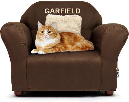 Show full view: Keet Personalized Mini Plush Chair & Accent Pillow Furniture Style Cat Bed, Brown slide 3 of 9